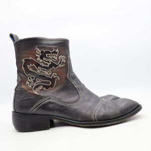 Mark Nason Rock Lives Dragon Men's Size 12 Black Brown Leather Ankle Boots Italy